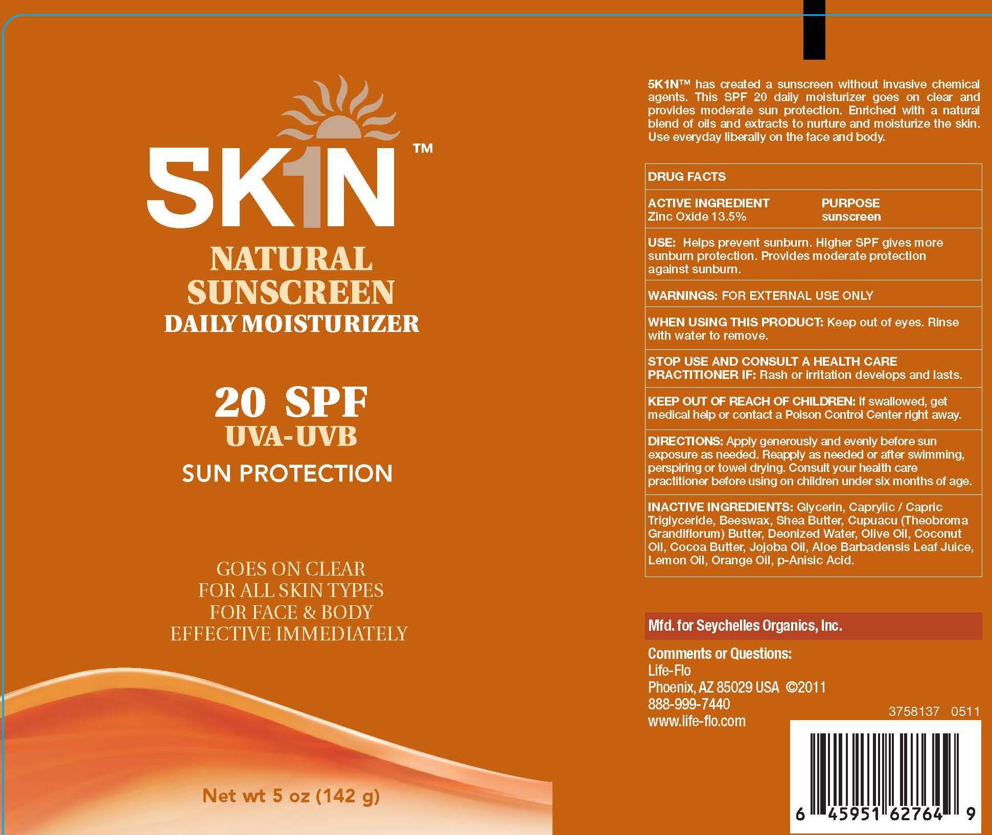 SK1N NATURAL SUNSCREEN SPF 20