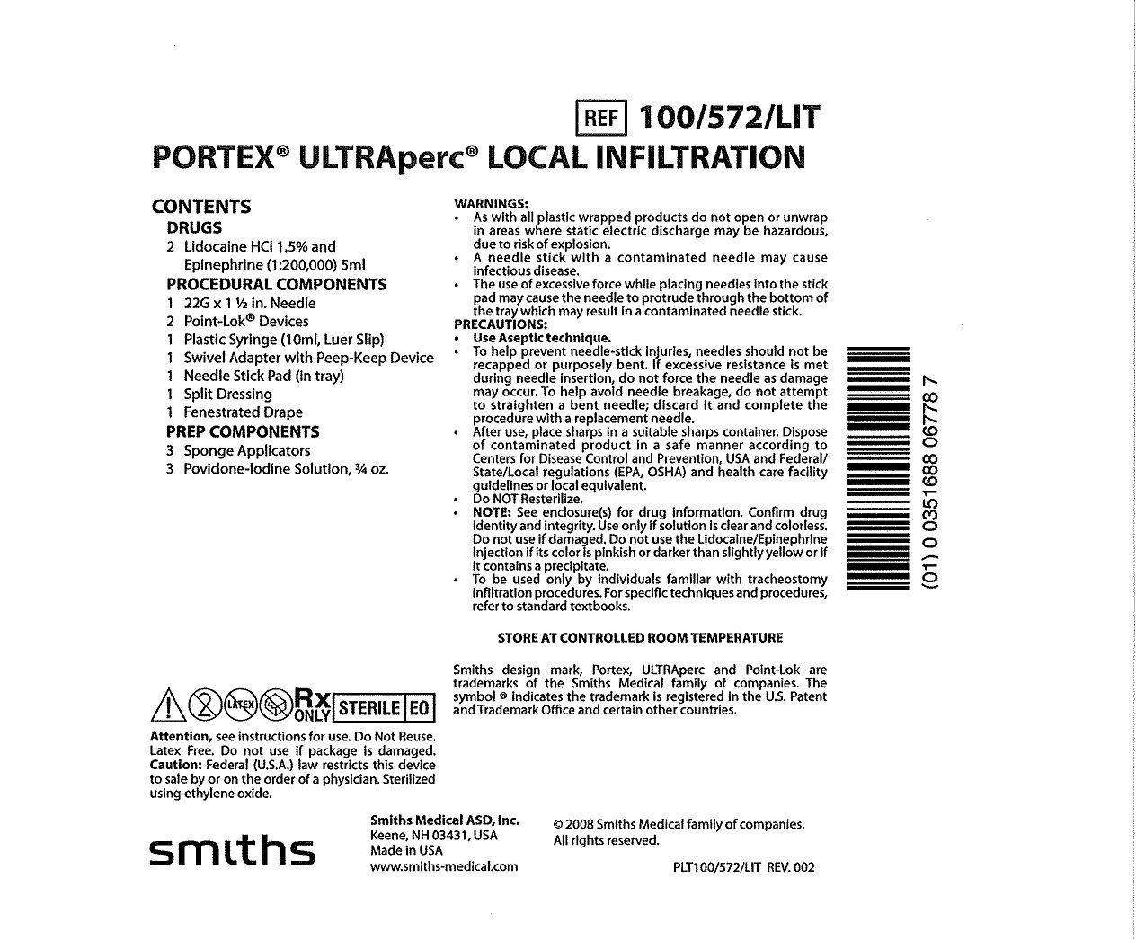 100/572/LIT PORTEX ULTRAperc LOCAL INFILTRATION