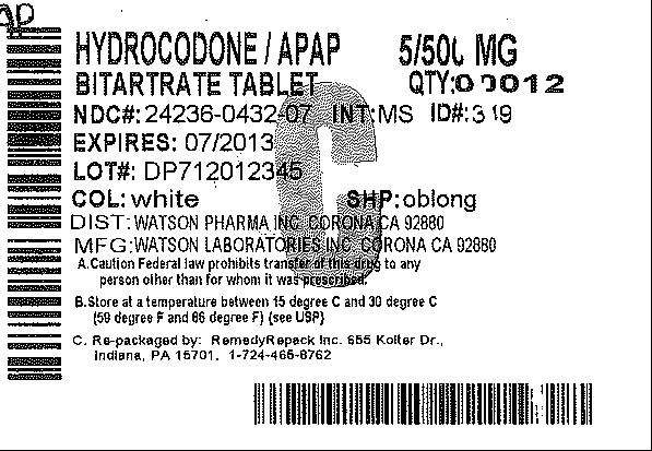 Hydrocodone Bitartrate and Acetaminophen