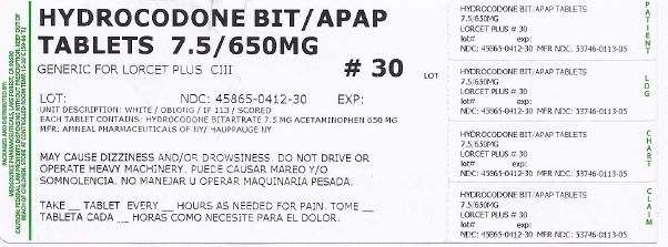 Hydrocodone Bitartrate and Acetaminophen