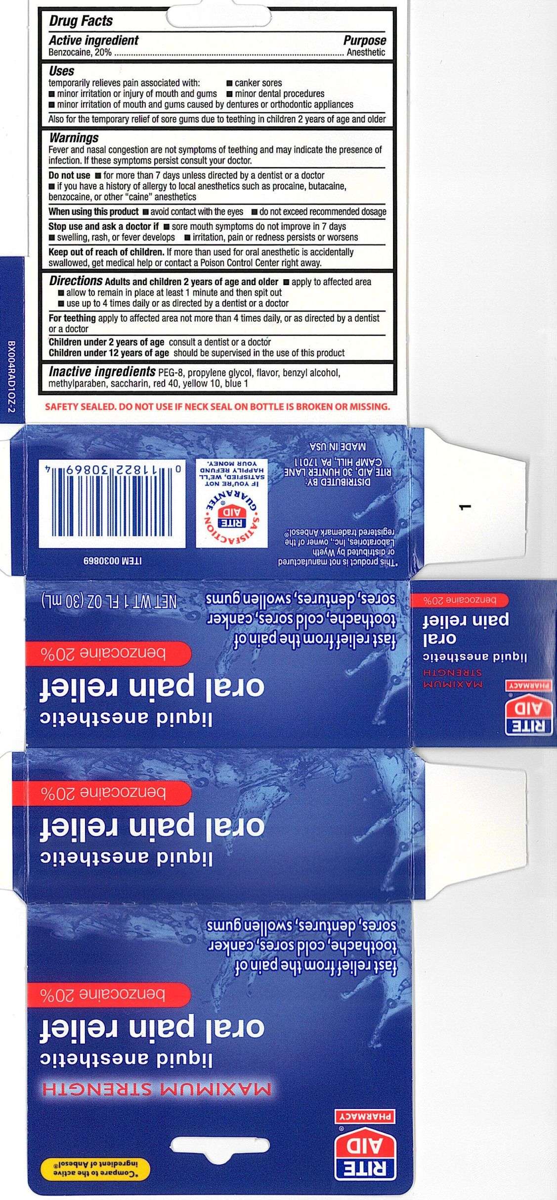 Rite Aid Liquid Anesthetic Oral Pain Relief