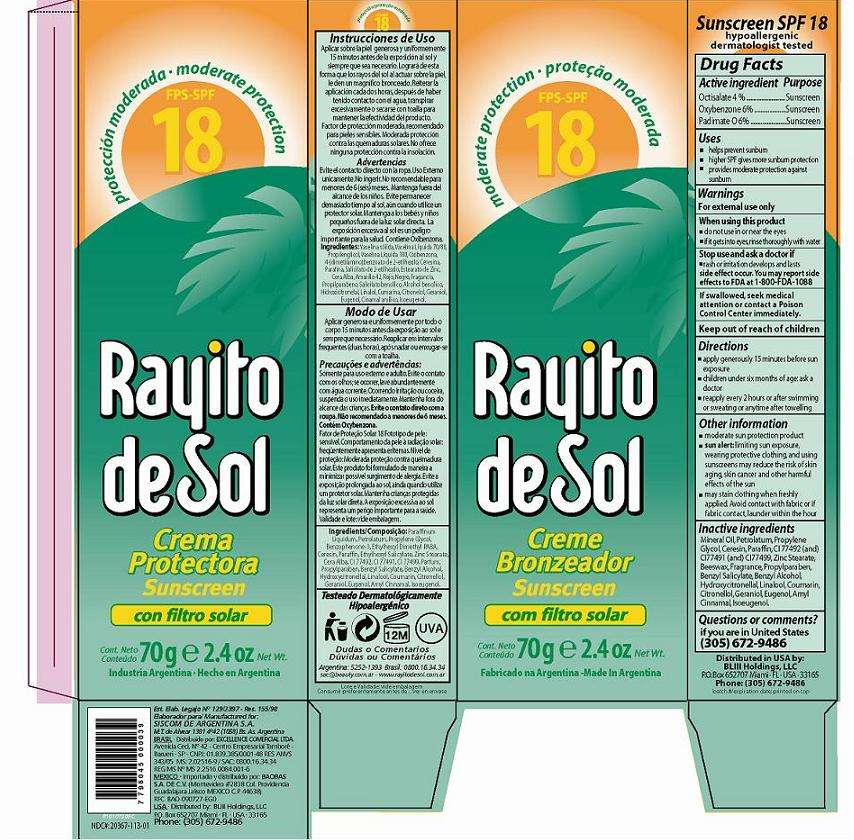 Rayito de Sol Sunscreen SPF 18