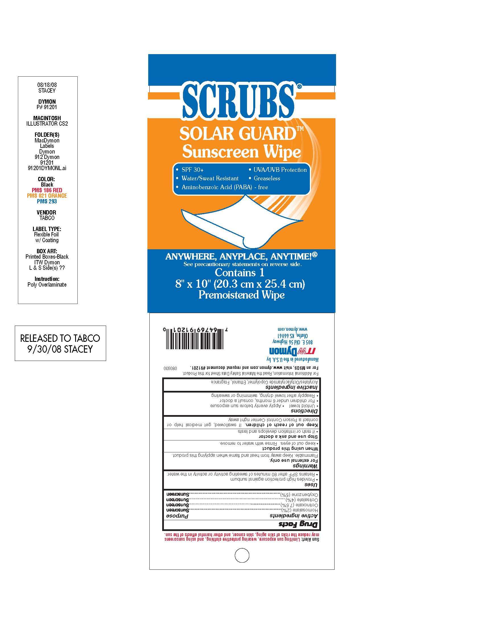 SCRUBS Solar Guard Sunscreen Wipe