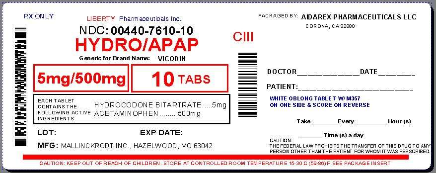 HYDROCODONE BITARTRATE AND ACETAMINOPHEN