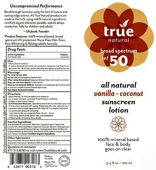 True Natural broad spectrum spf 50