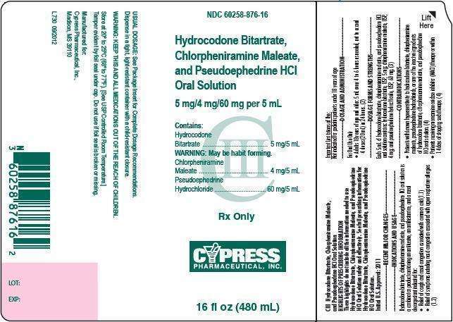 Hydrocodone Bitartrate, Chlorpheniramine Maleate, and Pseudoephedrine HCl