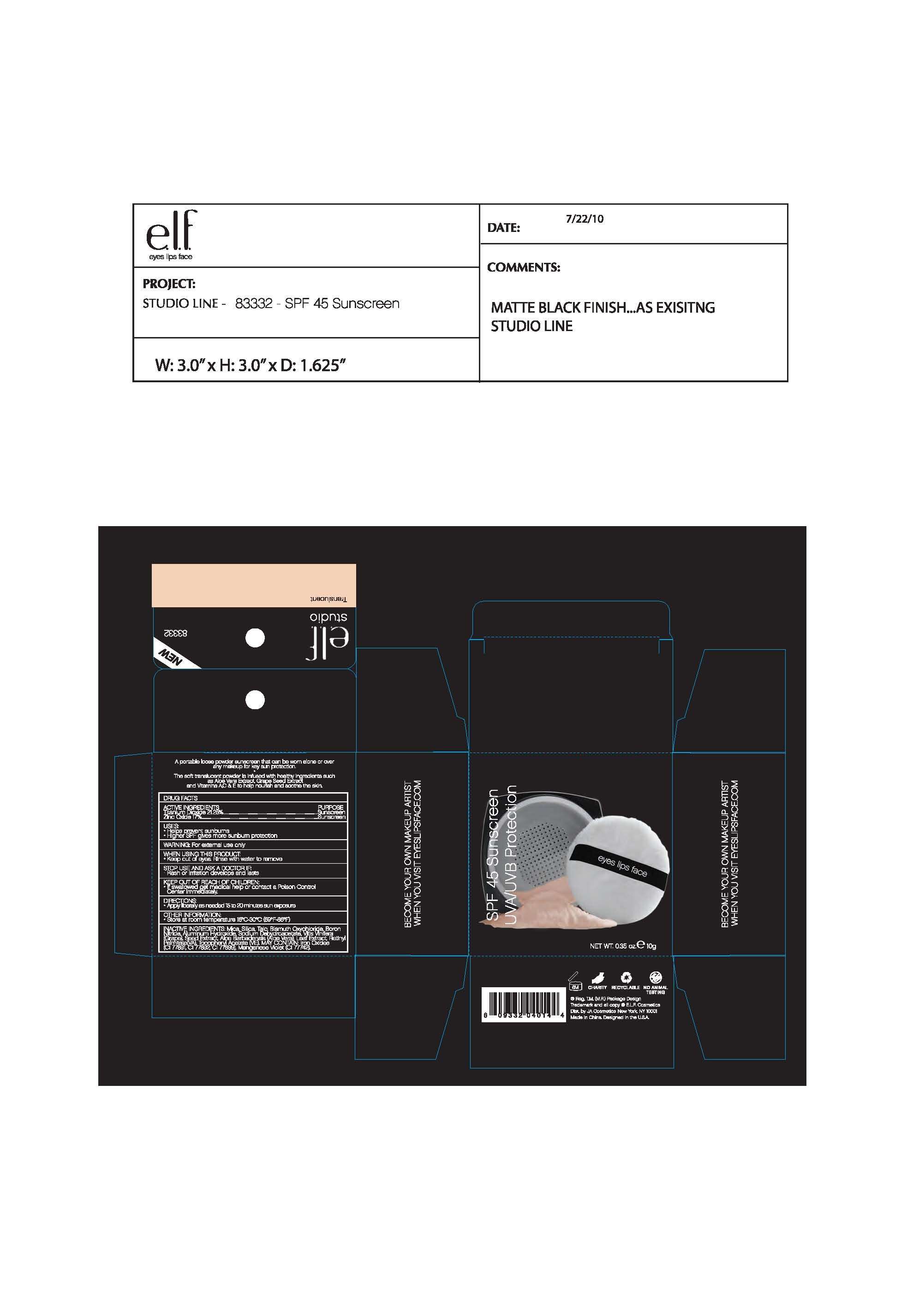 ELF SPF 45 Sunscreen UVA/UVB Protection