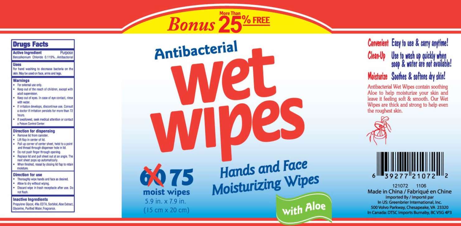 Antibacterial Wet Wipes With Aloe