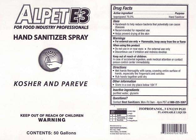 Alpet E3 Hand Sanitizer Spray