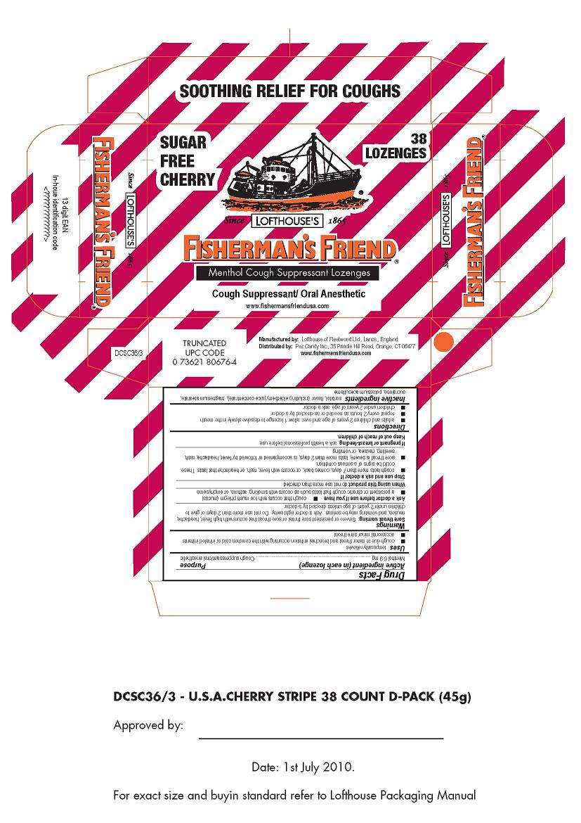 Sugar Free Cherry Fishermans Friend Menthol Cough Suppressant