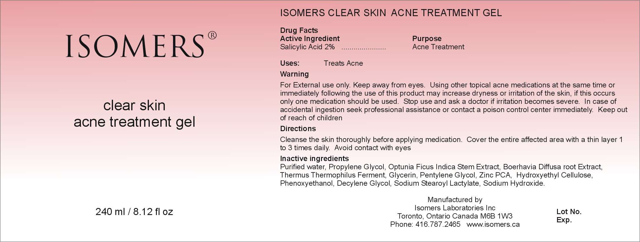 Isomers Clear Skin Acne Treatment Gel