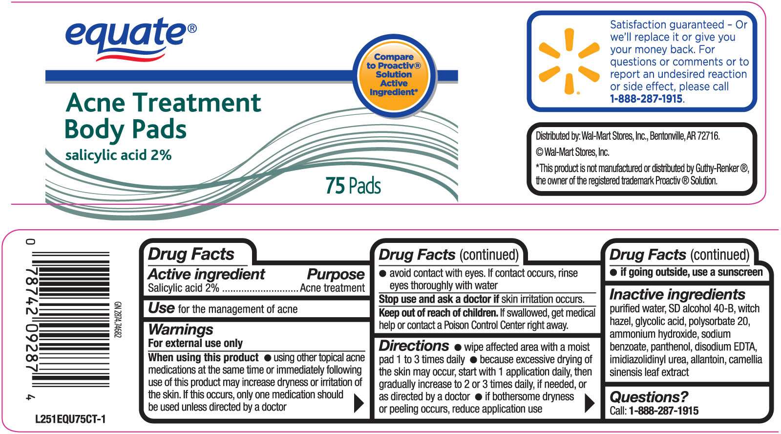 Equate Acne Treatment Body Pads