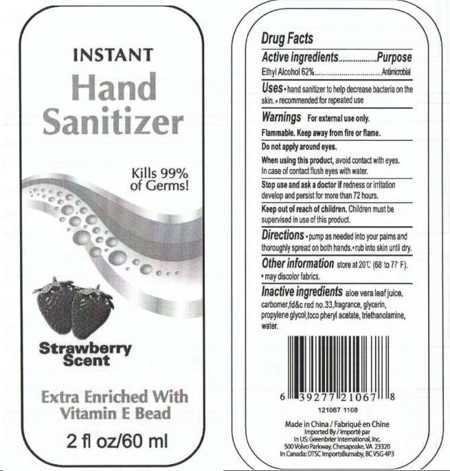 INSTANT Hand Sanitizer Extra Enriched With Vitamin E Strawberry Scent