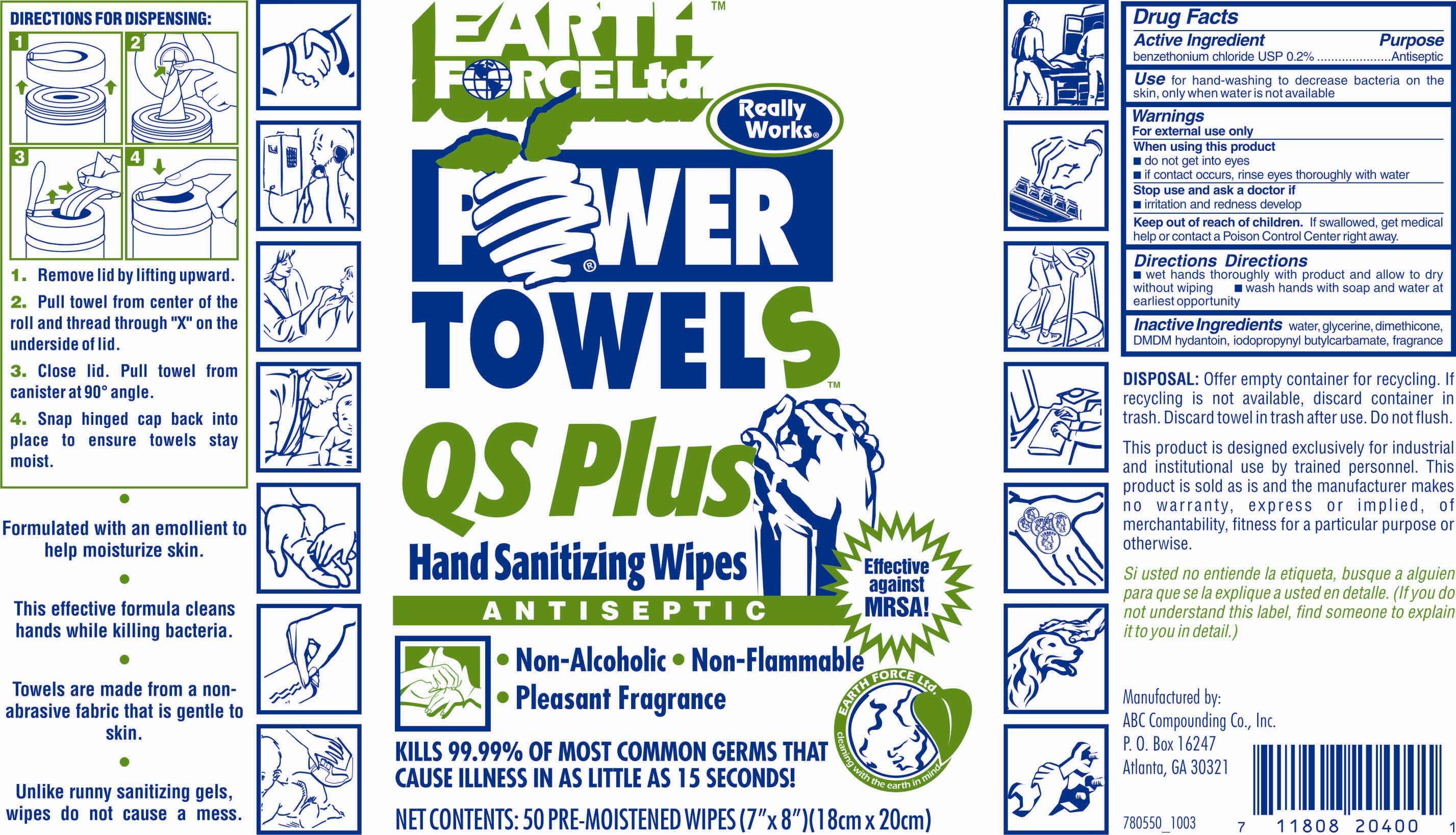 QS Plus Hand Sanitizing Wipes