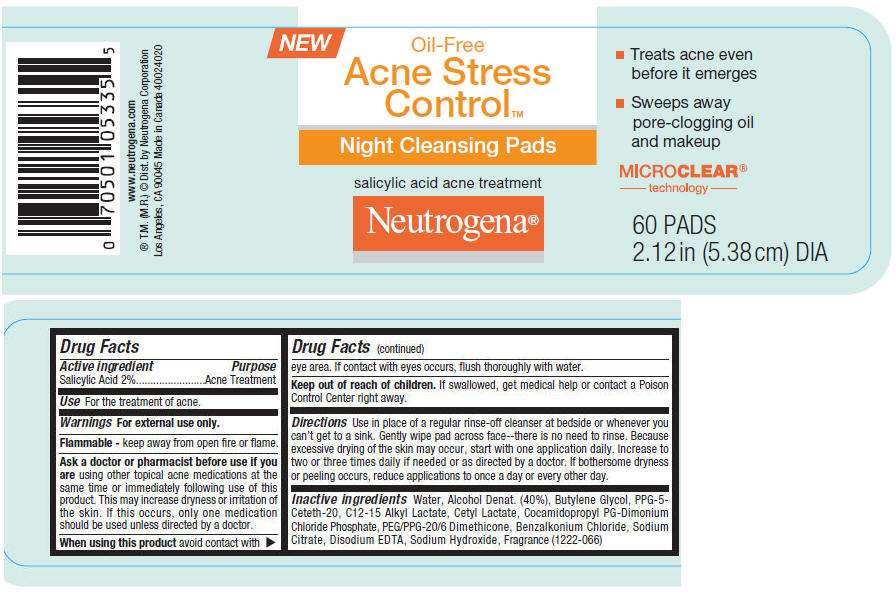 Neutrogena Oil Free Acne Stress Control Night Cleansing Pads