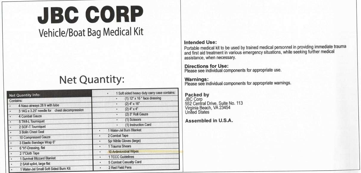 VEHICLE BOAT BAG MEDICAL