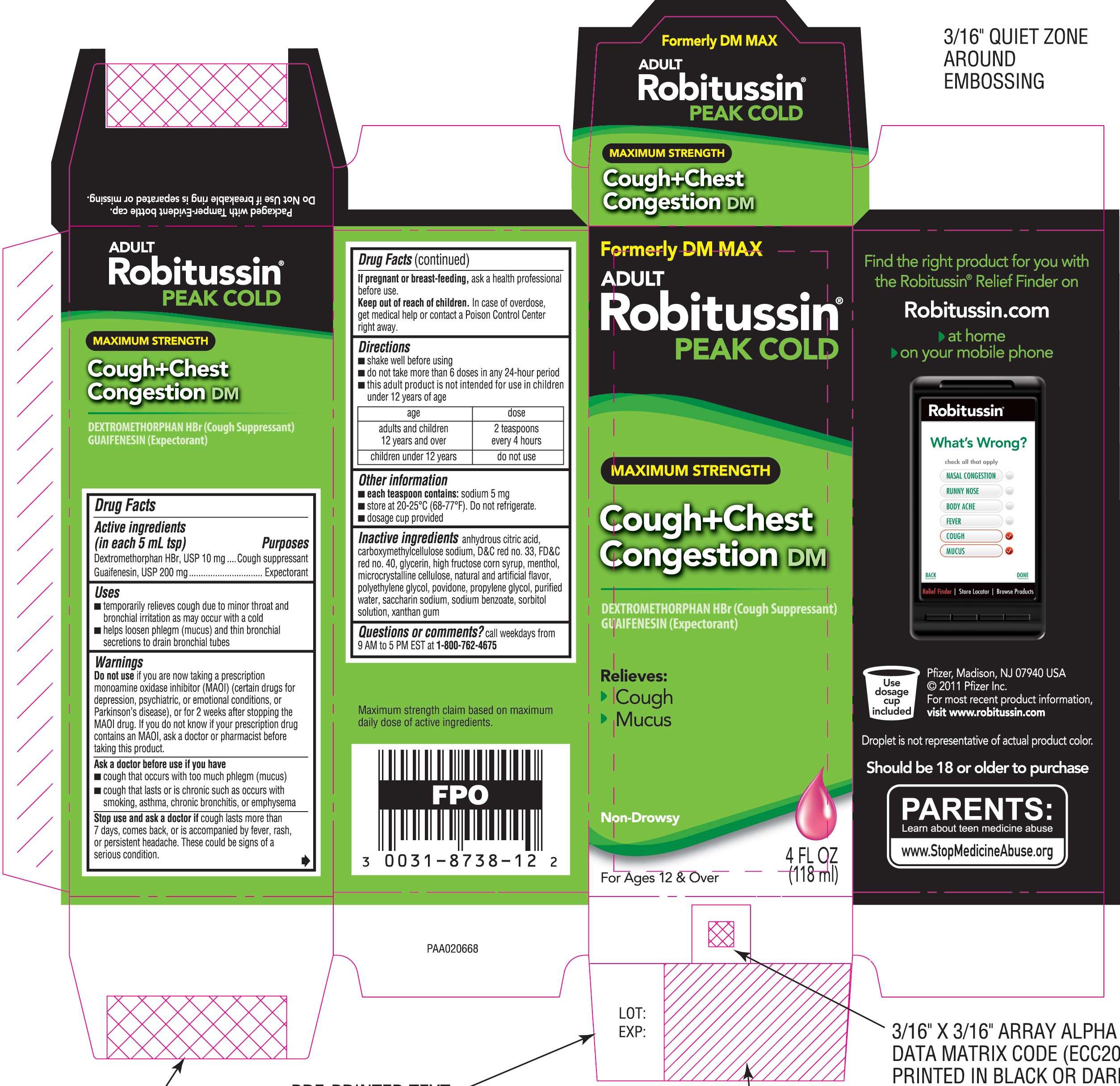 ROBITUSSIN PEAK COLD MAXIMUM STRENGTH COUGH PLUS CHEST CONGESTION DM