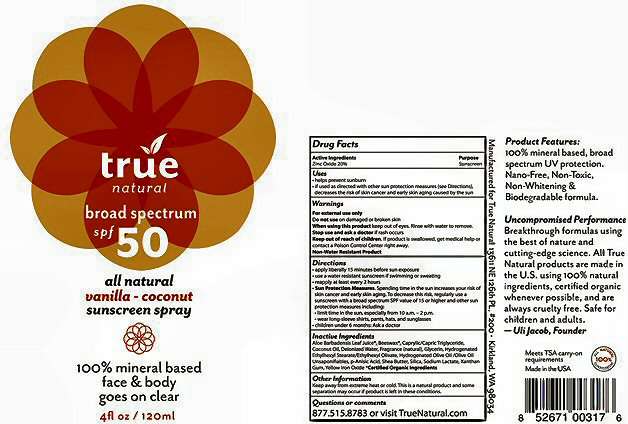 True Natural broad spectrum spf 50