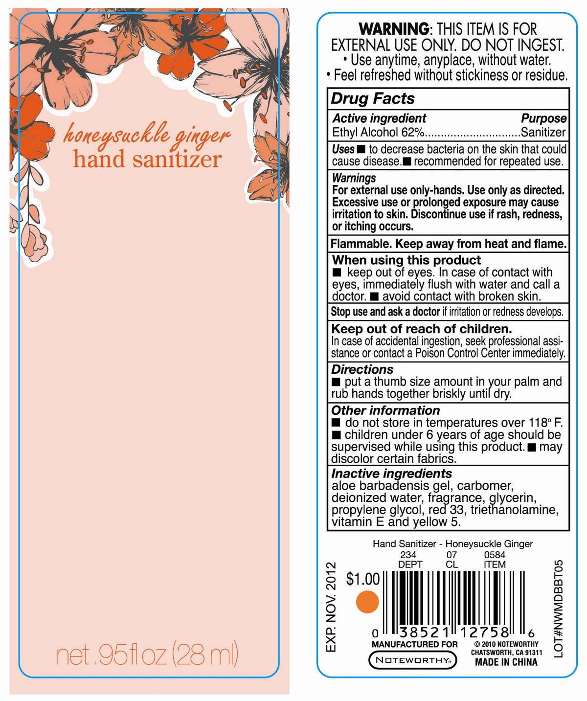 Honeysuckle Ginger Hand Sanitizer