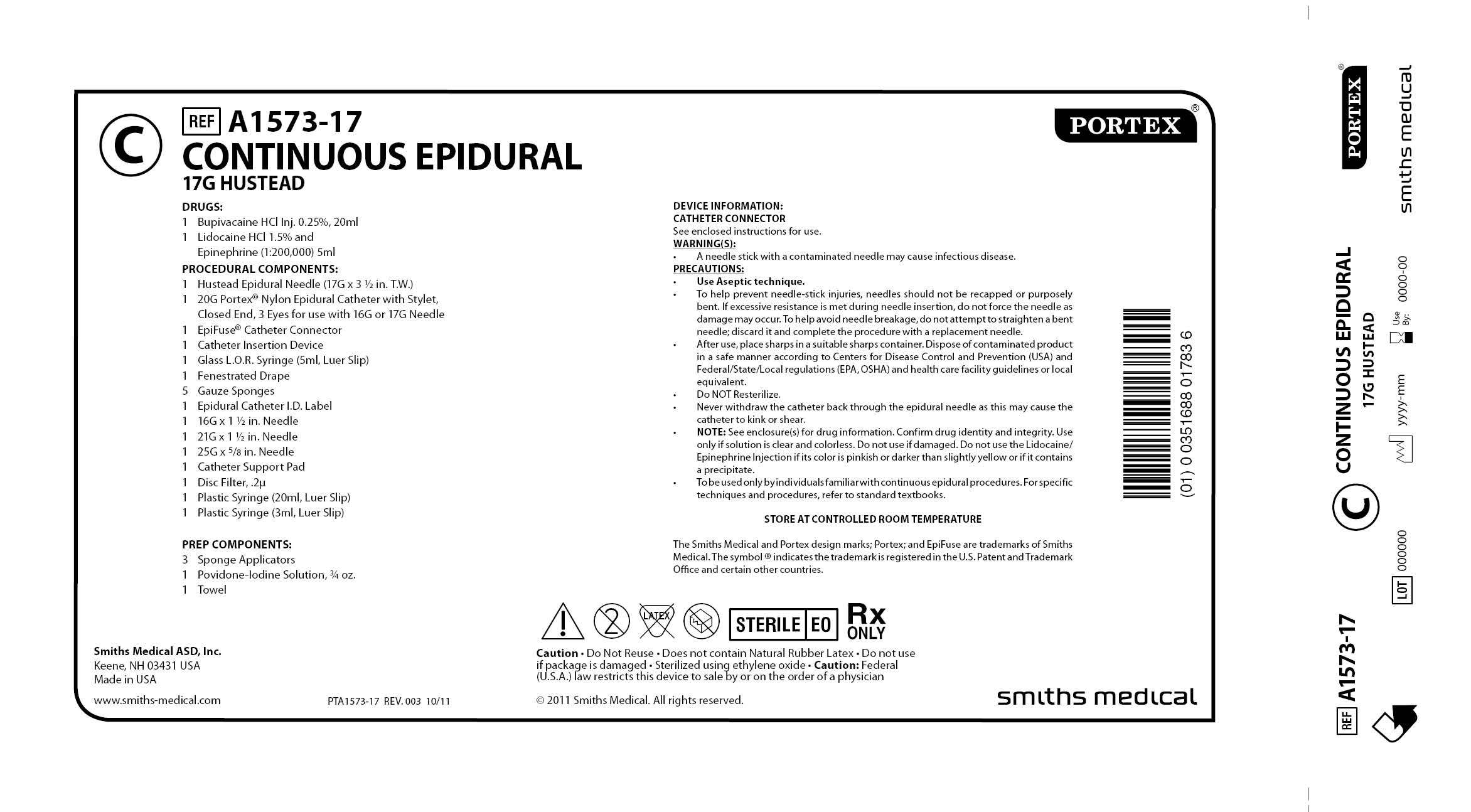 A1573-17 CONTINUOUS EPIDURAL 17G HUSTEAD