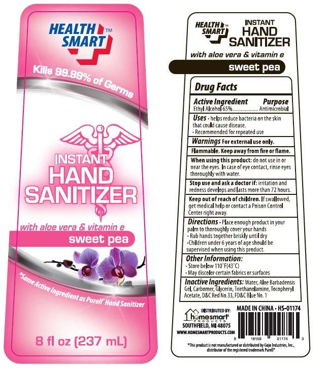 Health Smart Instant Hand Sanitizer with aloe vera and vitamin e sweet pea