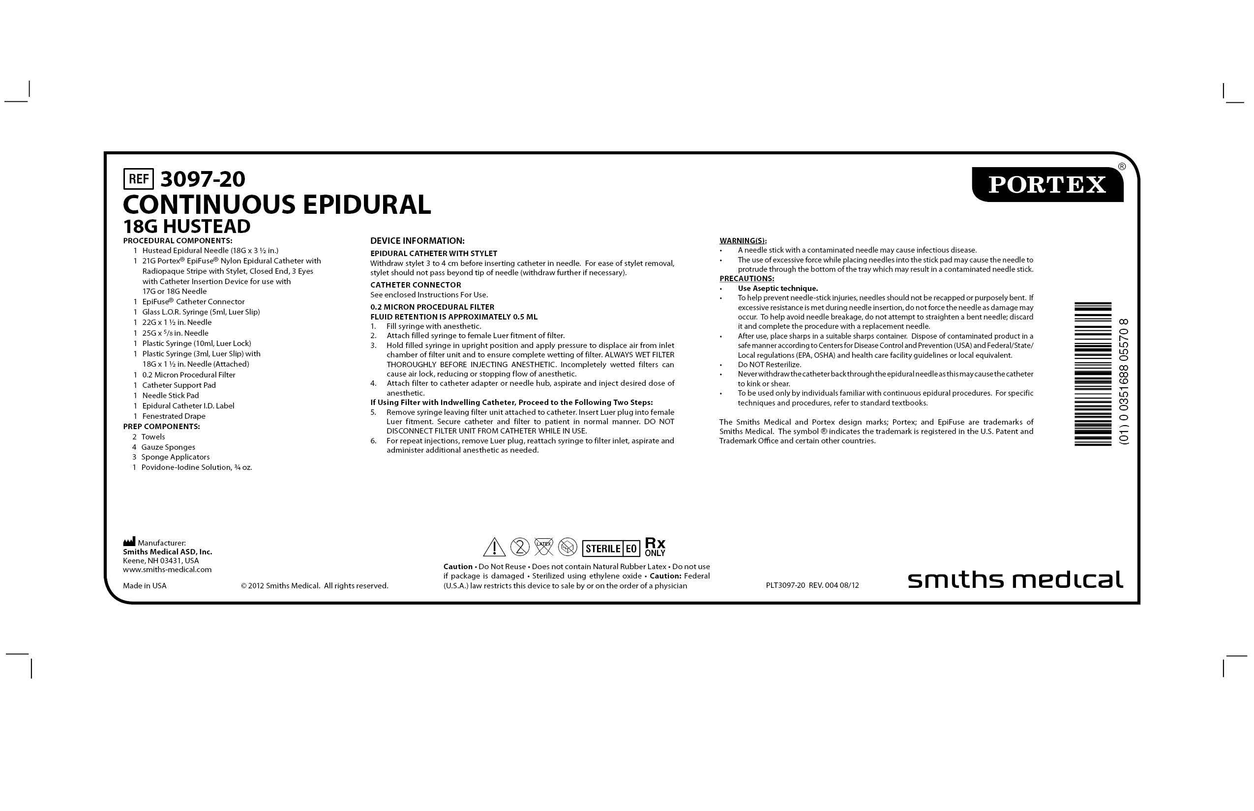 3097-20 CONTINUOUS EPIDURAL 18G HUSTEAD