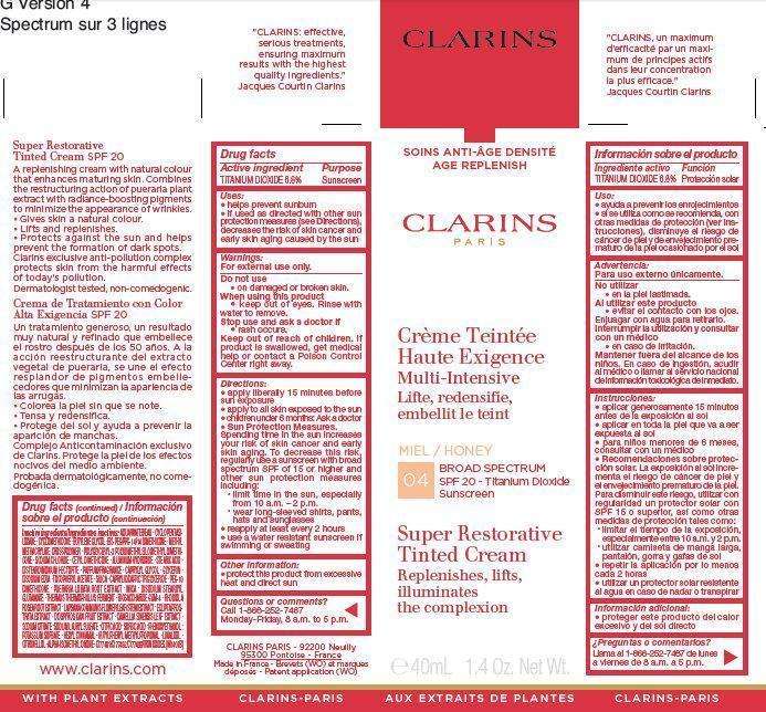 CLARINS Broad Spectrum SPF 20 Super Restorative Tinted Tint 04