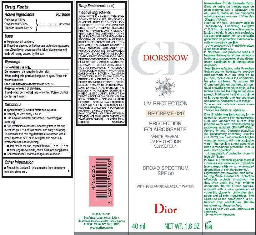 DIORSNOW BB Creme 020 White Reveal UV Protection Sunscreen Broad Spectrum SPF 50