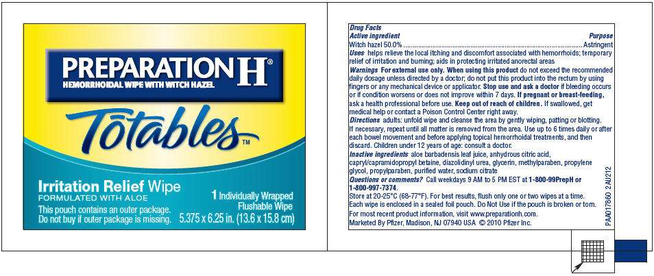 PREPARATION H TOTABLES IRRITATION RELIEF WIPES