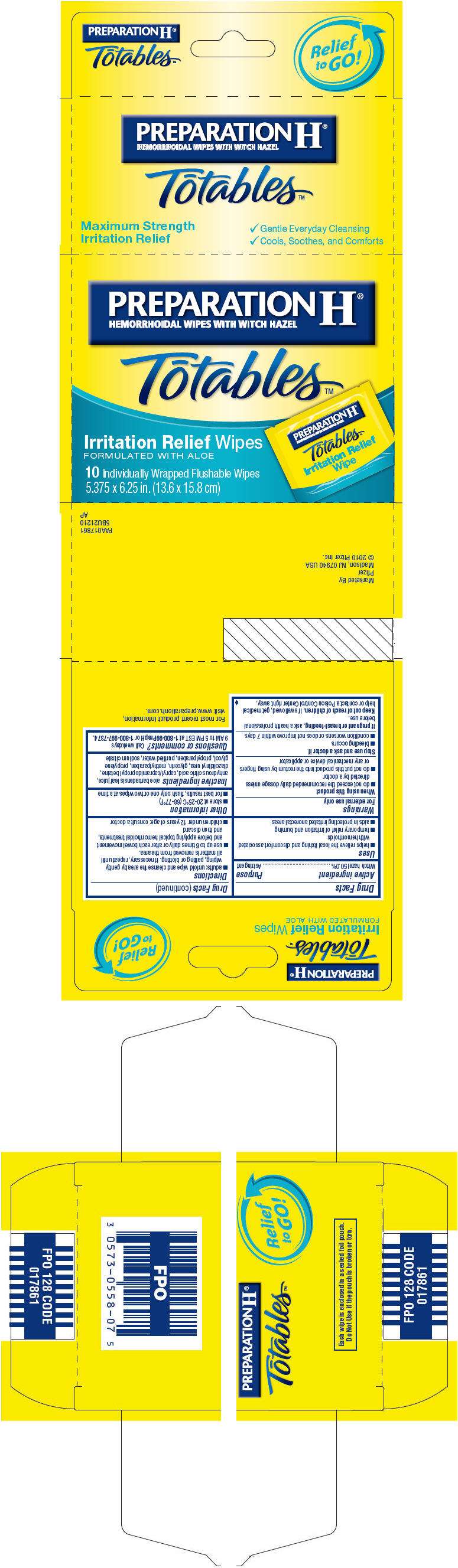 PREPARATION H TOTABLES IRRITATION RELIEF WIPES