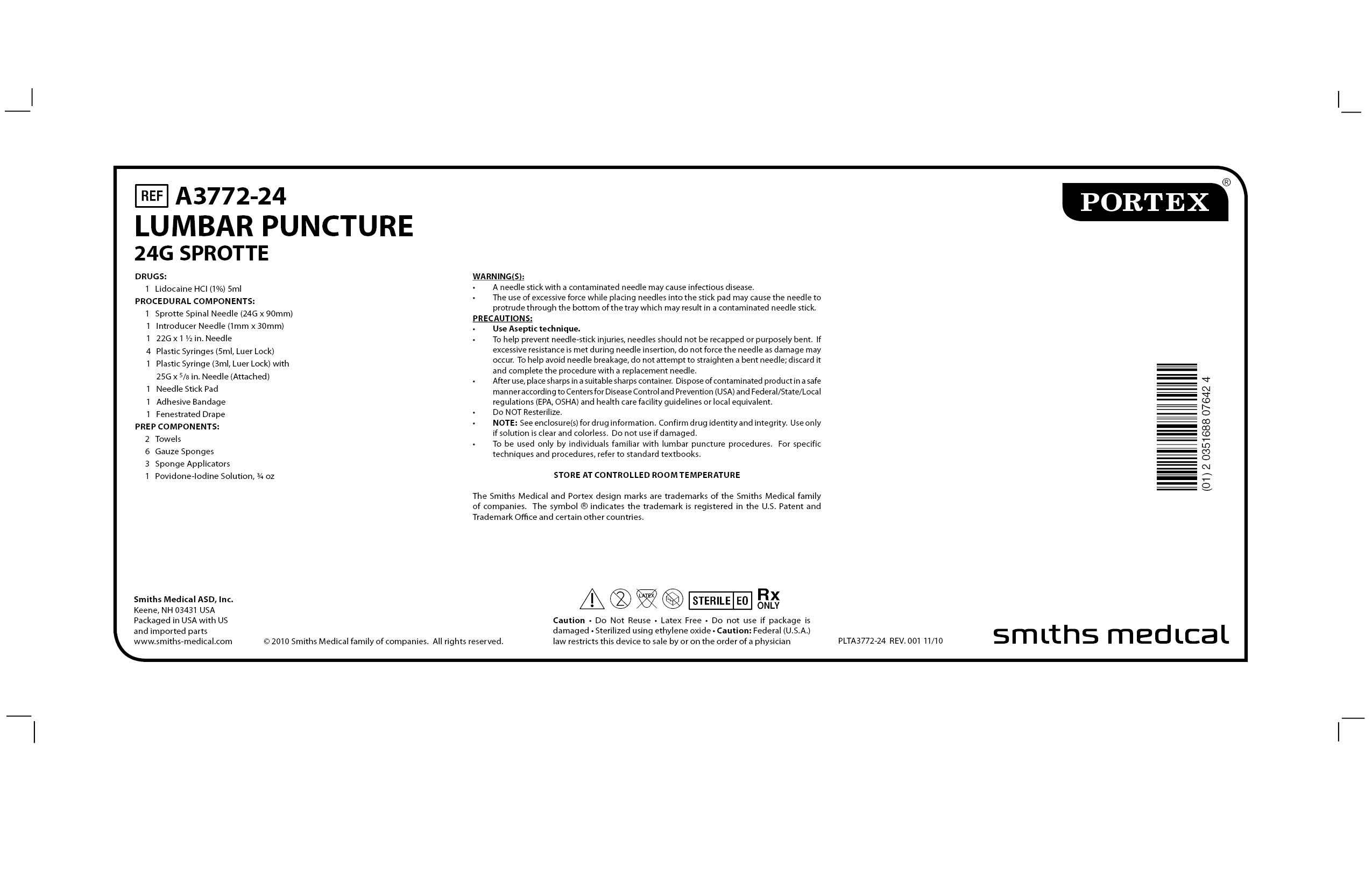 A3772-24 LUMBAR PUNCTURE 24G SPROTTE