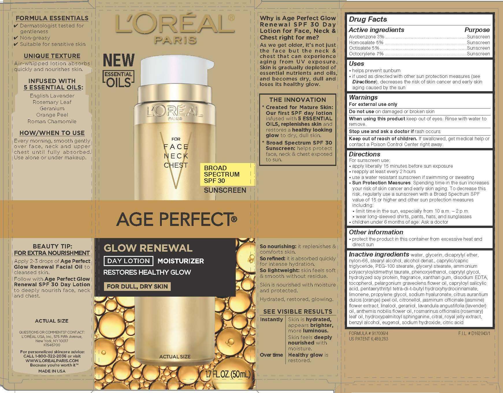 LOreal Paris Age Perfect Glow Renewal Day Moisturizer Broad Spectrum SPF 30 Sunscreen