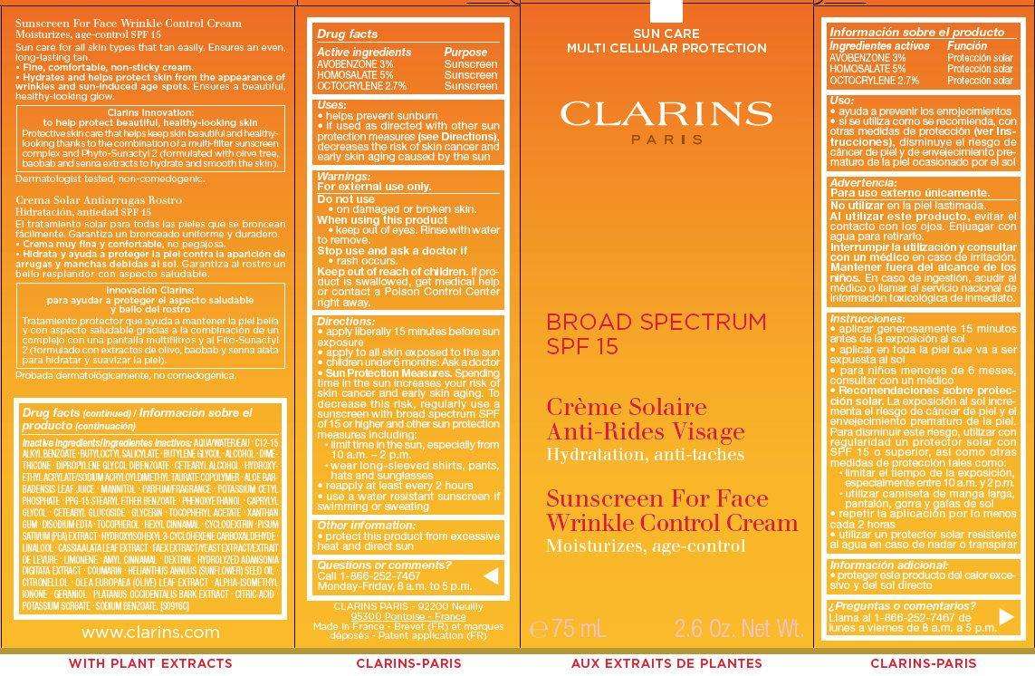 CLARINS BROAD SPECTRUM SPF 15 - SUNSCREEN FOR FACE WRINKLE CONTROL