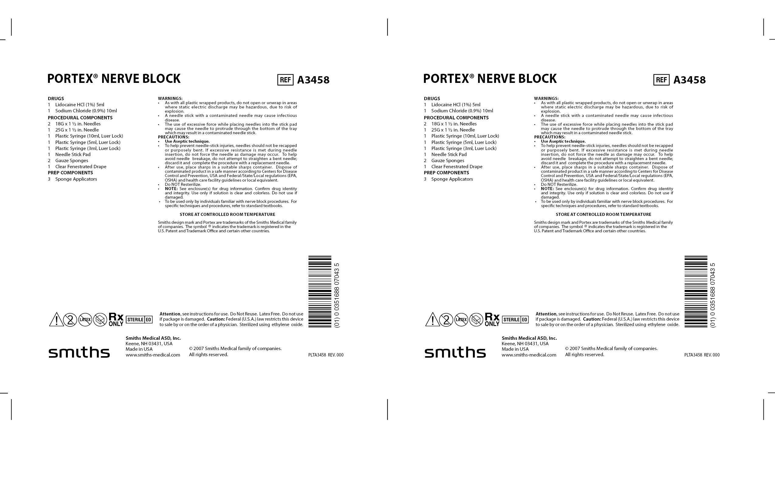 A3458 PORTEX NERVE BLOCK