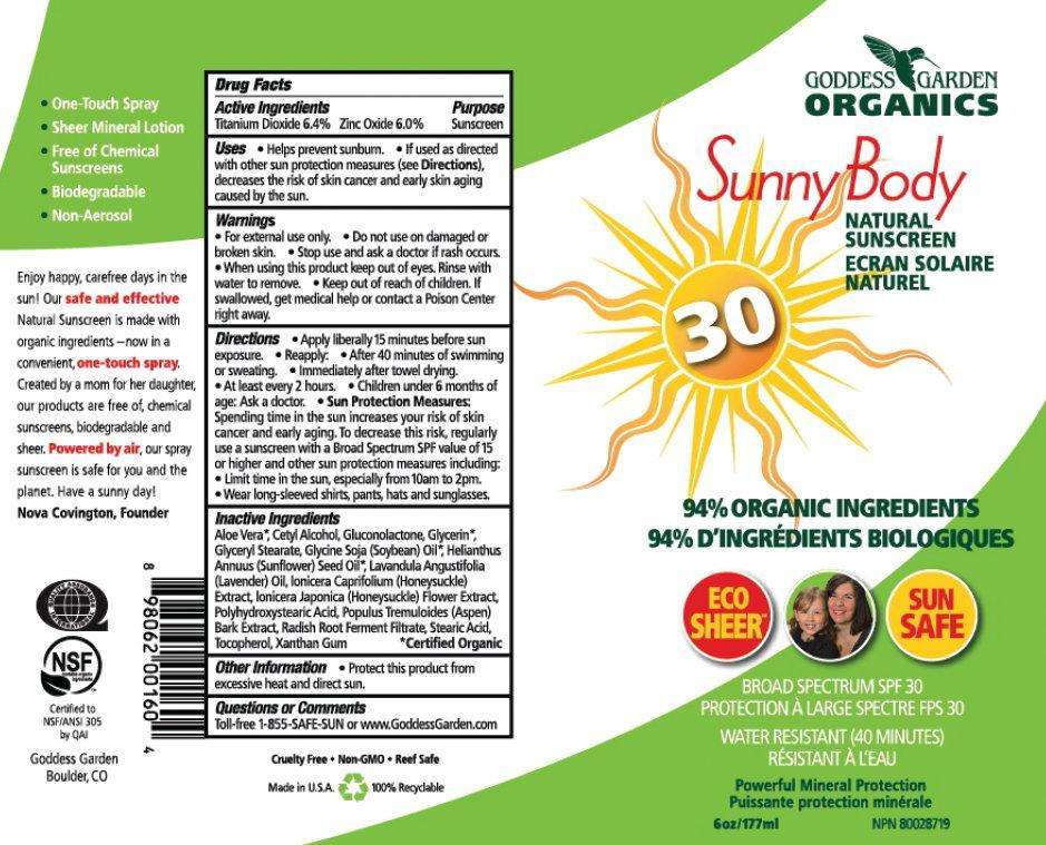 GODDESS GARDEN ORGANICS Sunny Body NATURAL SUNSCREEN BROAD SPECTRUM SPF 30 WATER RESISTANT