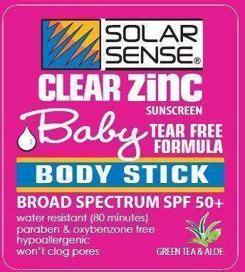 SOLAR SENSE CLEAR ZINC SUNSCREEN Baby Tear Free FACE AND BODY BROAD SPECTRUM SPF 50