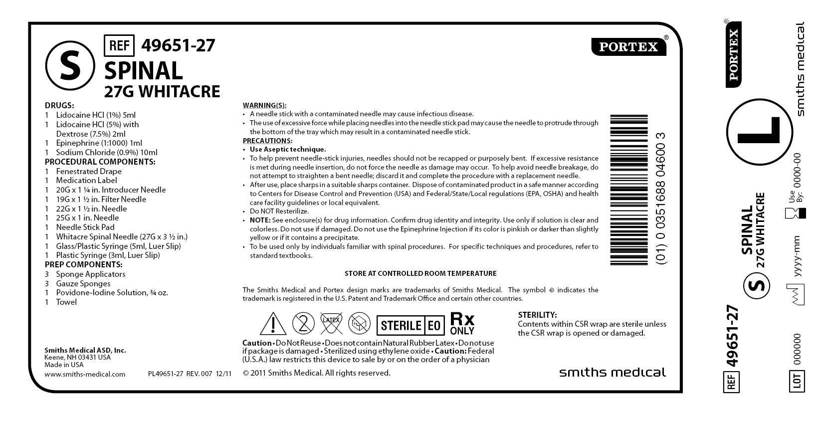 49651-27 SPINAL 27G WHITACRE