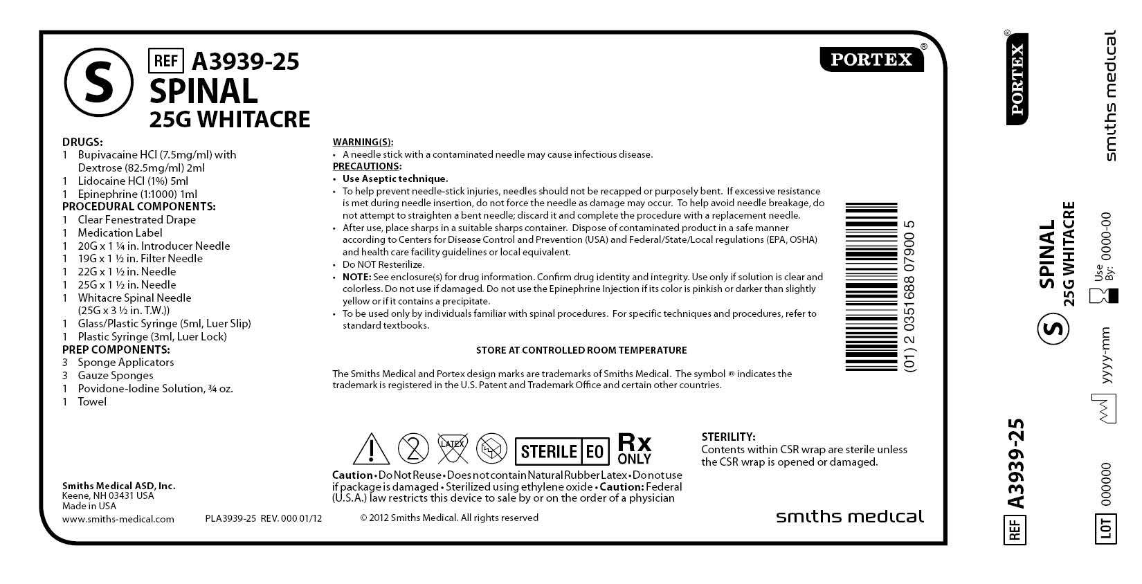 A3939-25 SPINAL 25G WHITACRE