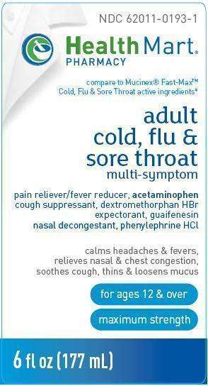 adult cold, flu and sore throat