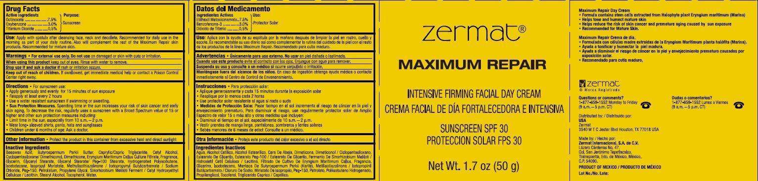 zermat MAXIMUM REPAIR INTENSIVE FIRMING FACIAL DAY SUNSCREEN SPF 30