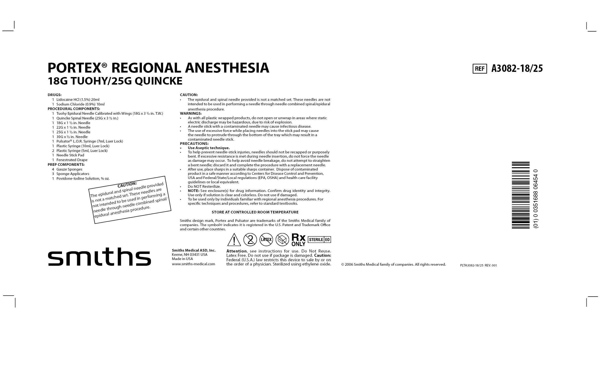 A3082-18/25 PORTEX REGIONAL ANESTHESIA