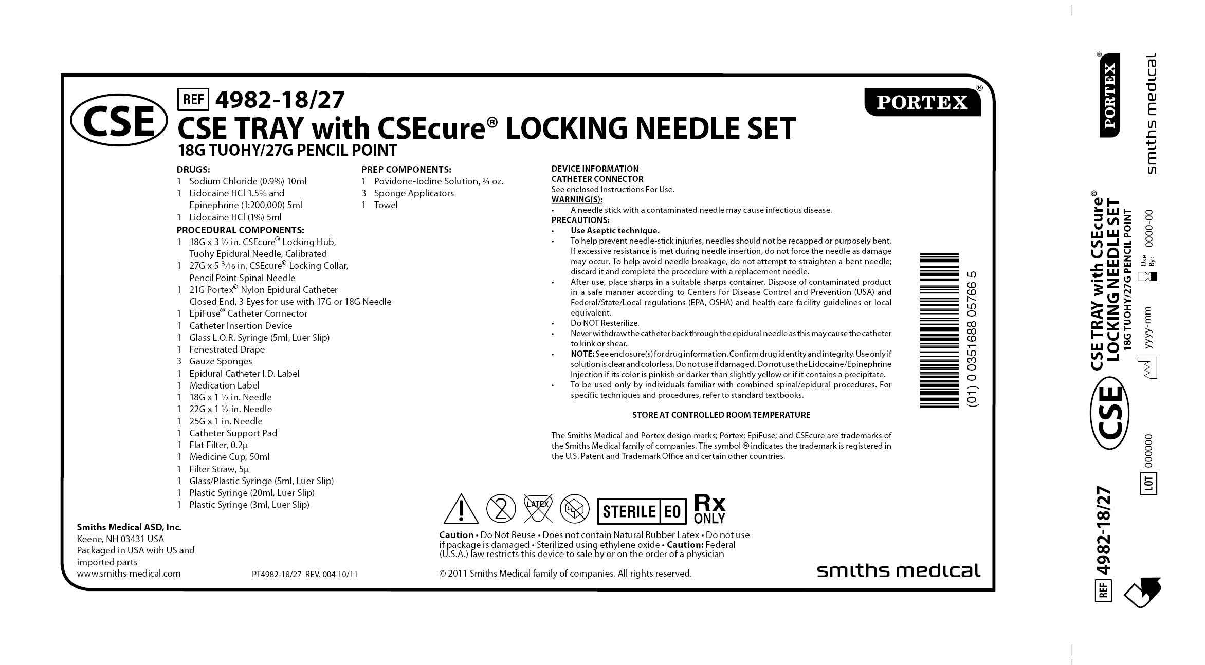 4982-18/27 CSE TRAY with CSEcure LOCKING NEEDLE SET