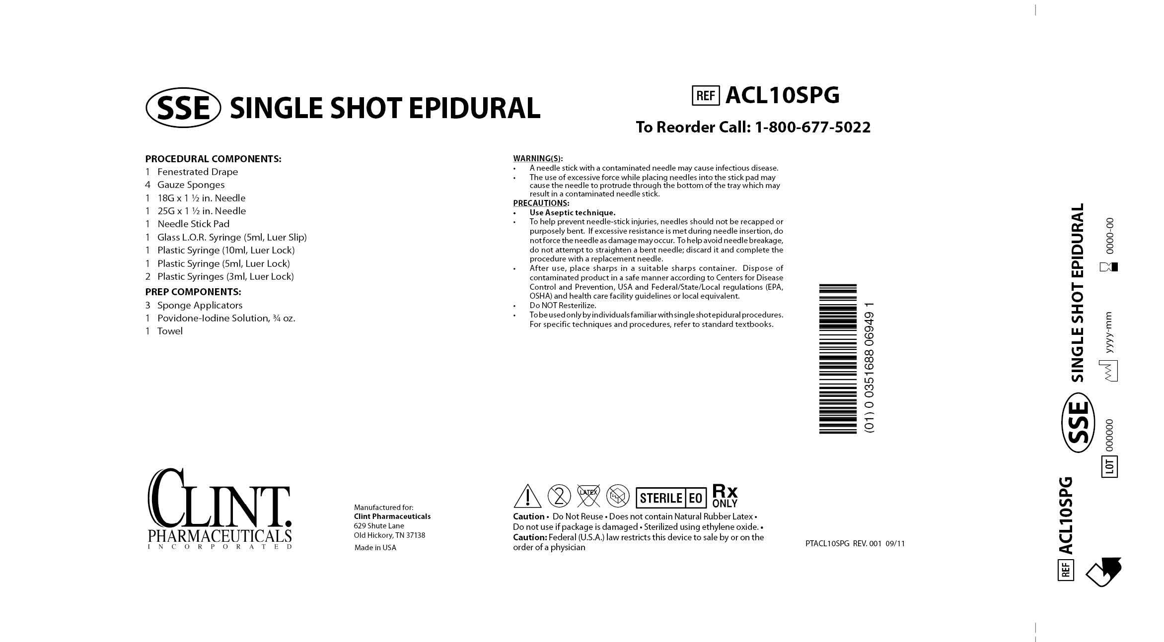 ACL10SPG SINGLE SHOT EPIDURAL