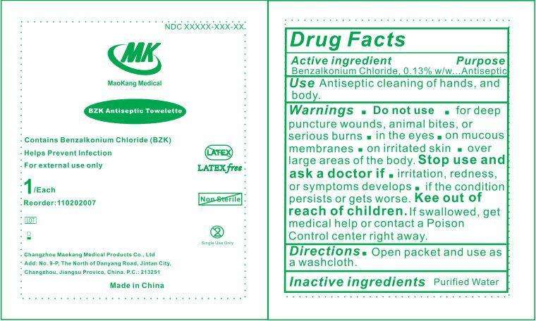 MK BZK Antiseptic Towelette Non-Sterile