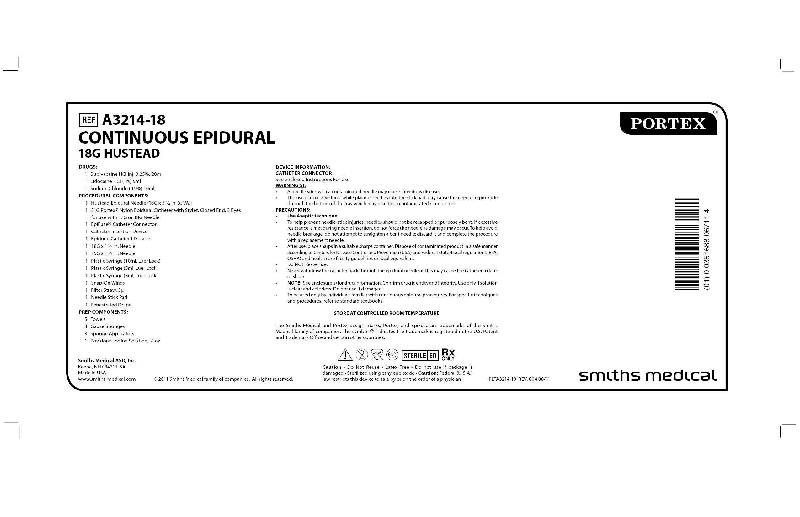 A3214-18 CONTINUOUS EPIDURAL 18G HUSTEAD