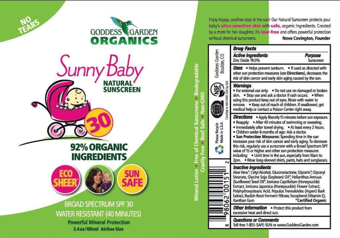 GODDESS GARDEN ORGANICS Sunny Baby NATURAL SUNSCREEN BROAD SPECTRUM SPF 30 WATER RESISTANT