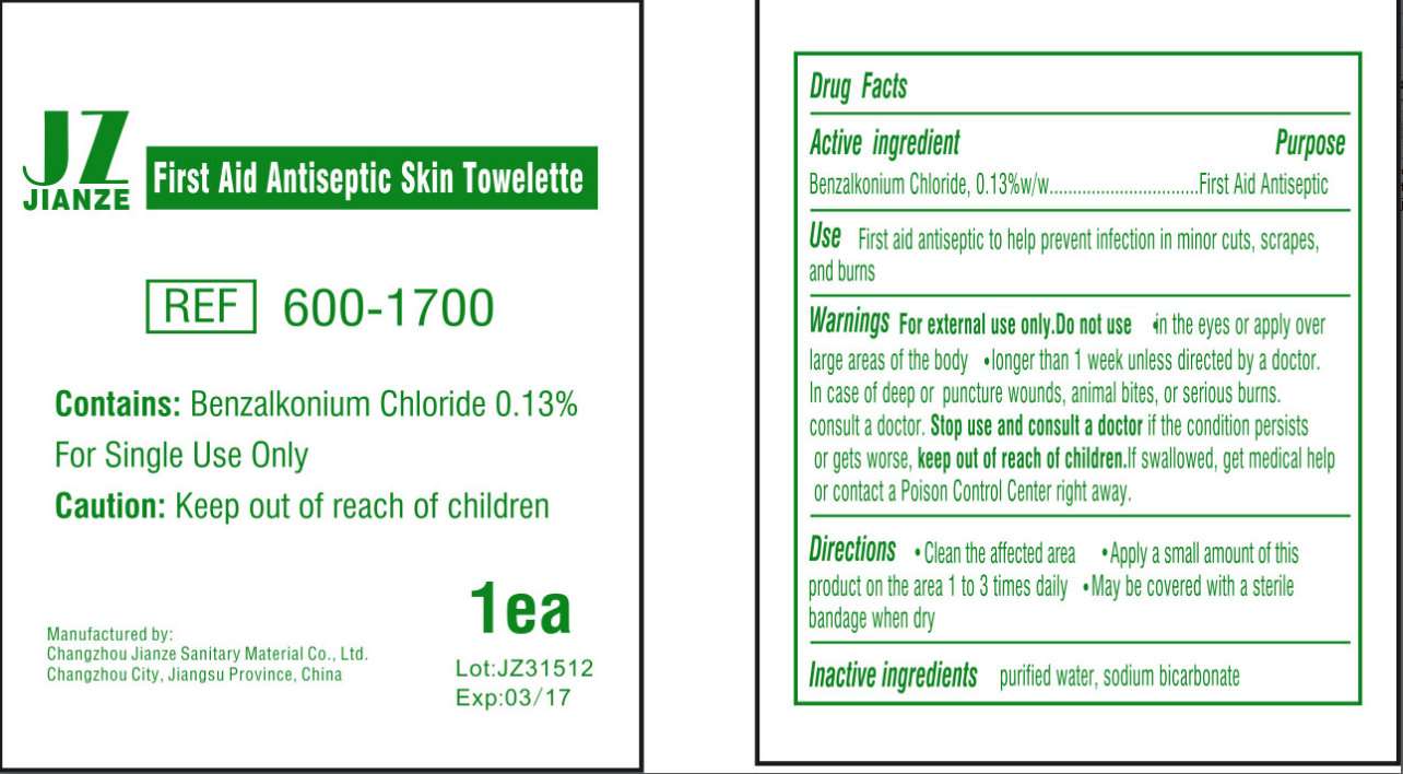 JIANZE FIRST AID ANTISEPTIC SKIN TOWELETTE