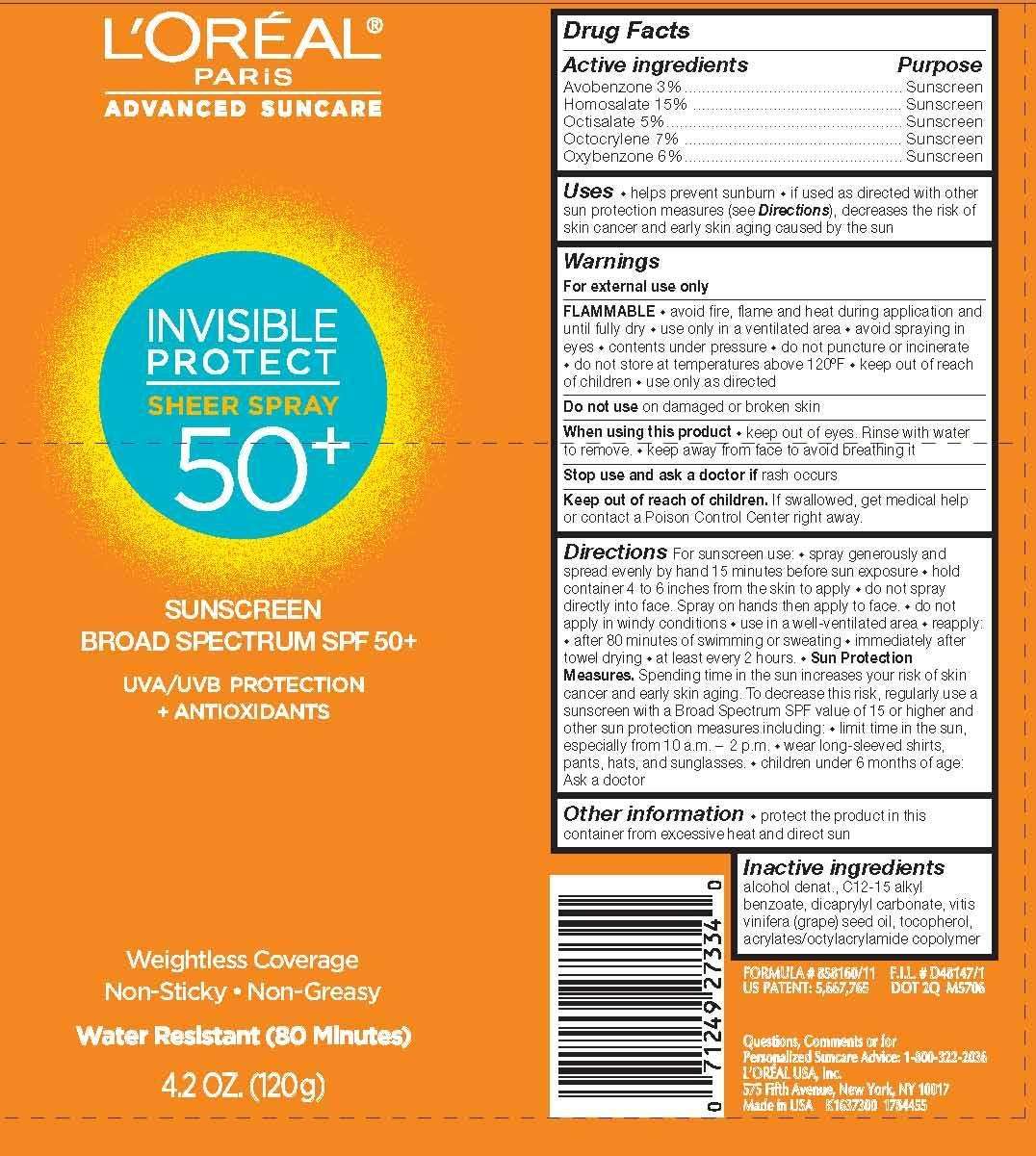 LOreal Paris Advanced Suncare Invisible Protect Sheer 50 Plus Broad Spectrum SPF 50 Plus