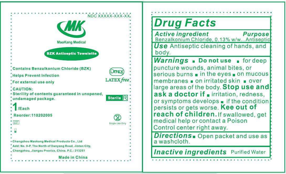 MK BZK Antiseptic Towelette Sterile