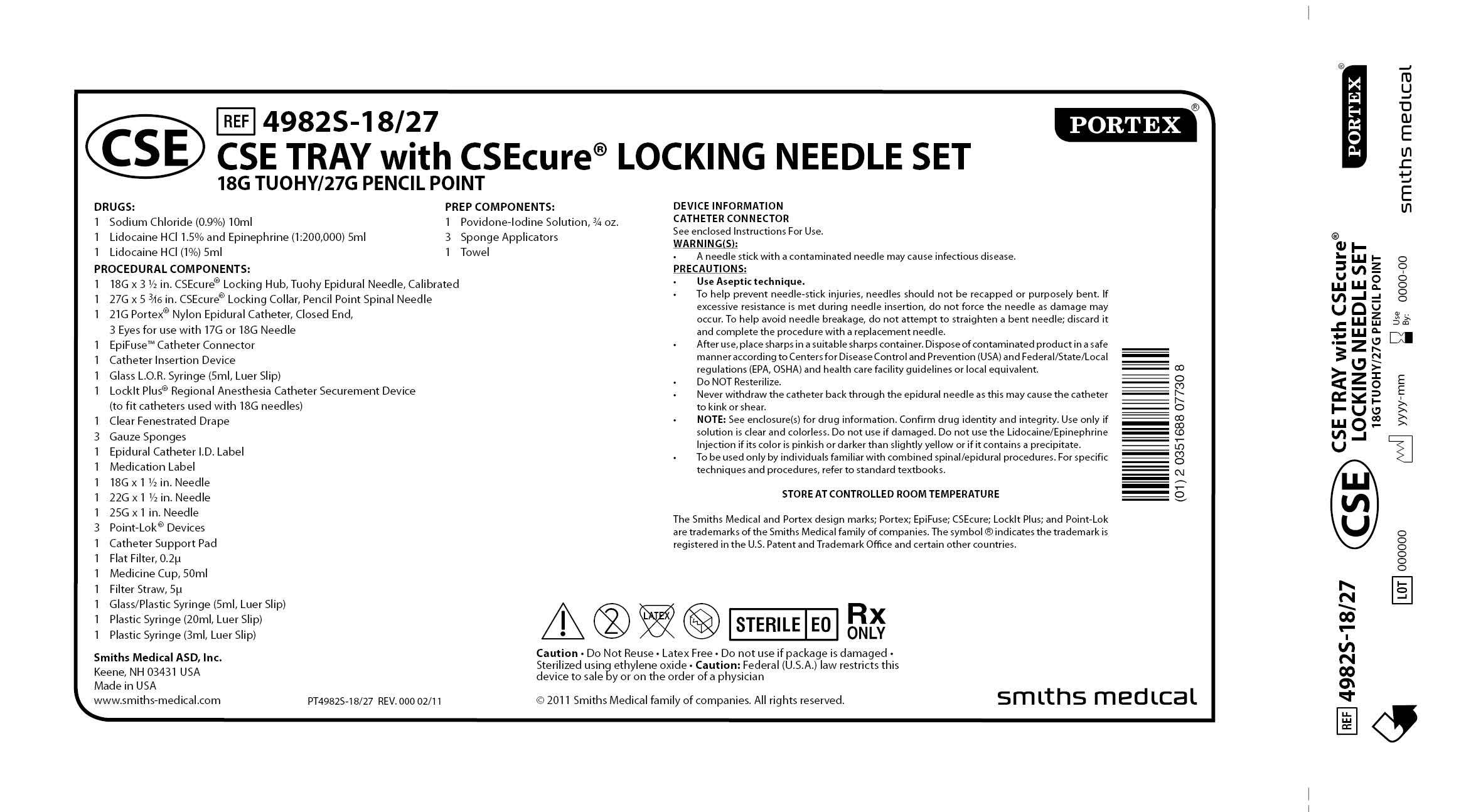 4982S-18/27 CSE TRAY with CSEcure LOCKING NEEDLE SET